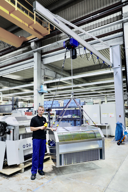 Schmalz also offers its cranes solo - users then use their own load handling attachments such as straps.